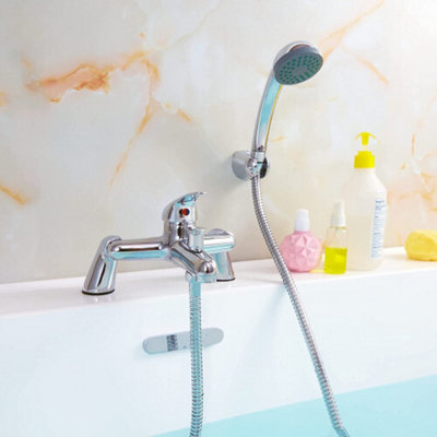 Bathroom Chrome Sink Bath Filler Tap Shower Mixer Taps With Hand Held from B&Q