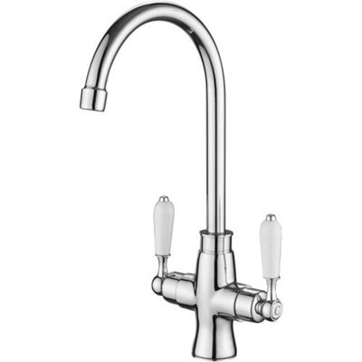 Chrome Monobloc Mixer Tap  Ceramic Twin Lever Kitchen Tap from B&Q