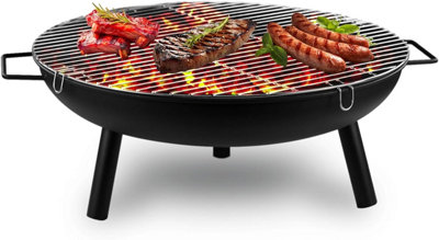 B&Q Outdoor Fire Pit, Fire Pits For Garden, Bbq Fire Brazier For Camping Picnic, Steel Fire Bowl Patio Heaters Charcoal Log Wood