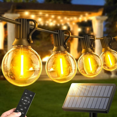 Solar String Lights Outdoor Garden 30 Plus 2 G40 Bulbs Waterproof Festoon Lights from B&Q