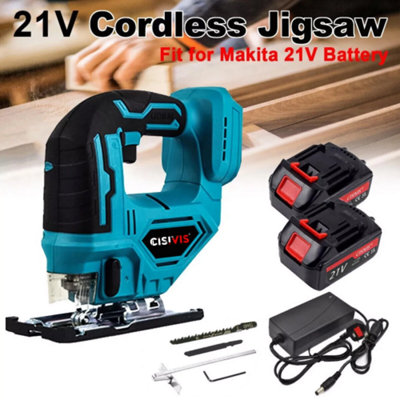 21V Cordless Jigsaw Electric Woodworking Tool With 2 Rechargeable Batteries from B&Q