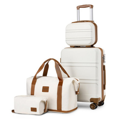 Suitcase Set Cream 4Pcs Wheeled Hand Luggage Abs Plastic Carry On Or Check In Travel Case  Hard Shell Suitcase And Travel Bags from B&Q