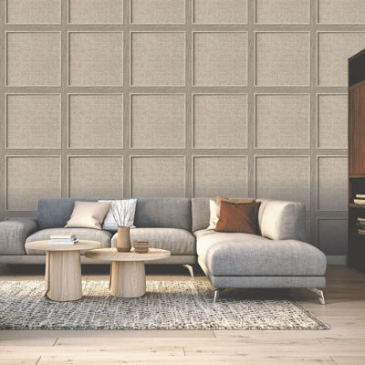  - 3D Wood Panelled Wallpaper  Brown Weave Wood Grain Effect R