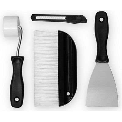 4Pc Wallpaper Hanging Tool Kit Decorating Set Smoothing Brush Scraper Roller from B&Q