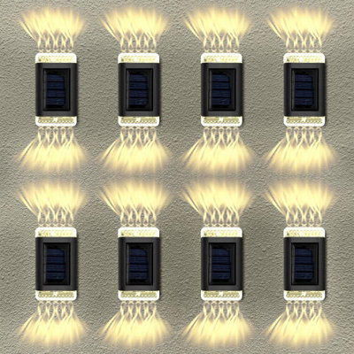  - Pack Of 8 Solar Powered Wall Lights Led Outdoor Garden Lamp