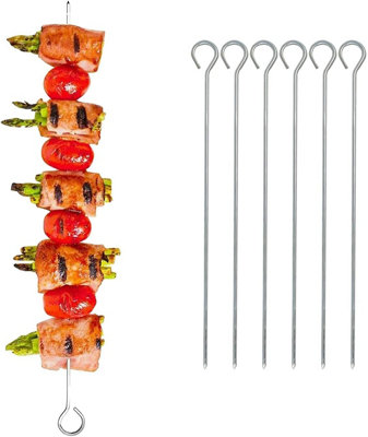 6 Pack Bbq Skewer Stainless Steel Barbecue Kebab Food Sticks Grill Tandoori Cooking MeatVegetablesFruit Etc24Cm 9.5 from B&Q