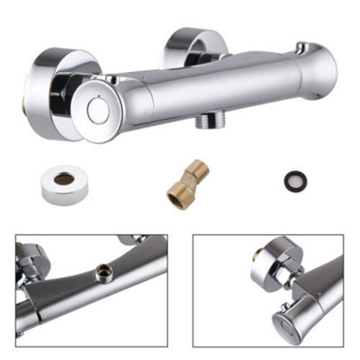Thermostatic Shower Bar Mixer Valve Taps Chrome Bathroom Twin Outlet from B&Q