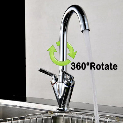 Kitchen Tap Dual Lever Kitchen Taps Mixer Monobloc Sink Mixer Taps Brass Swan Twin Lever from B&Q