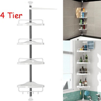  - 4 Tier Telescopic Bathroom Wall Corner Shelf Rack Shower Caddy Storage Organizer