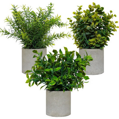3 Sets Mini Potted Artificial Plants For Indoors Outdoor