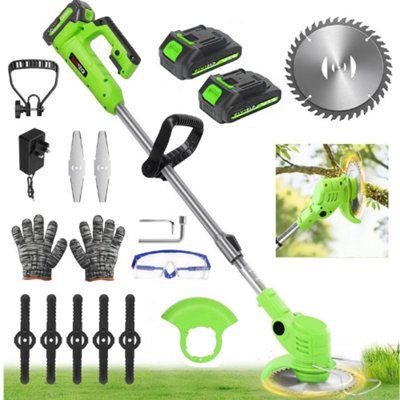 21V Cordless Strimmer Lawn Mower Grass Trimmers With 2 2.0Ah Batteries5 Metal And 10 Plastic Blades from B&Q