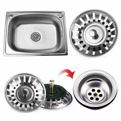 2  Kitchen Sink Waste Strainer Replacement Drain Waste Plug Basin Drainer from B&Q