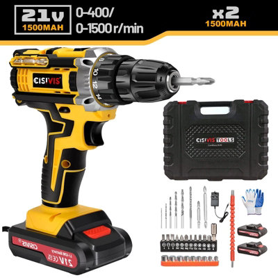 21V Cordless Drill Electric Impact Driver Screwdriver  + 2 Battery from B&Q