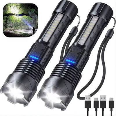 B&Q 2 X Ultra-Bright Led Flashlights 990,000,000Lm Rechargeable & Zoomable Torches