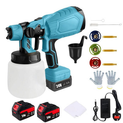  - Cordless Hvlp Paint Sprayer  Airless Spray Gun For Walls & Fences + 2 Batteries