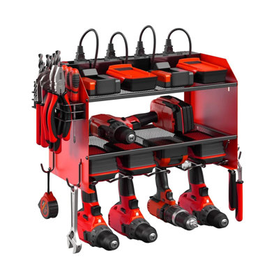  - Heavy Duty Wall-Mounted Power Tool Organizer & Drill Storage Rack