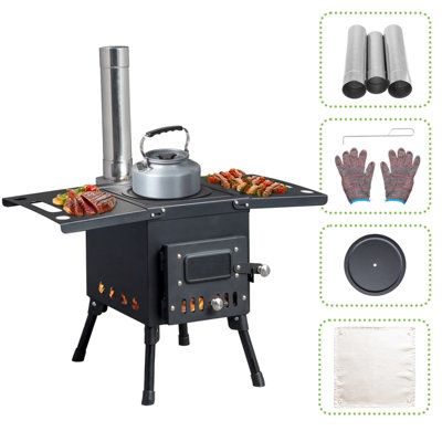 Portable Wood Burning Stove With Pipe  Camping & Bell Tent Heater from B&Q