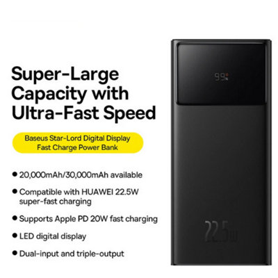 B&Q 22.5W Power Bank 20,000Mah Fast Charging Portable External Battery Charger"