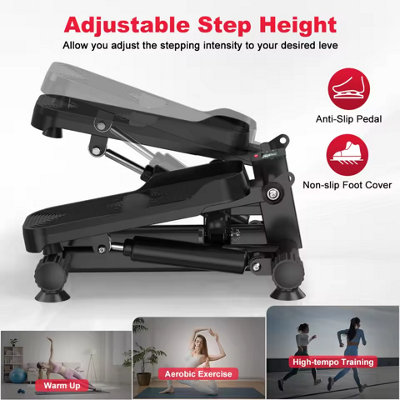 Mini Stepper Exercise Machine  Low-Impact Cardio Stair Stepper With Optional Twist & Resistance Bands from B&Q