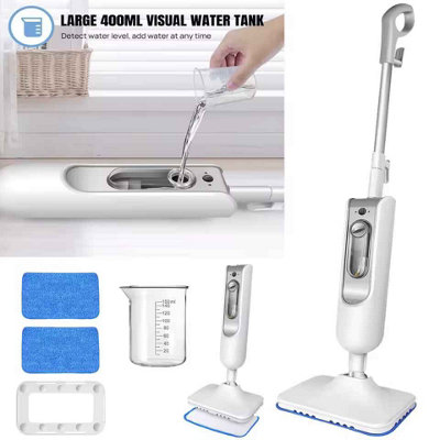 1500W Steam Mop And Detachable Cleaner Powerful Floor Steamer For Carpet Laminate And Hardwood With 2 Washable Pads And 400Ml Wate from B&Q