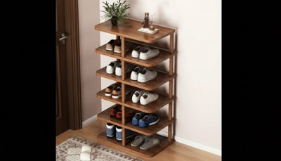 6 Tier Freestanding Wooden Shoe Shelf from B&Q