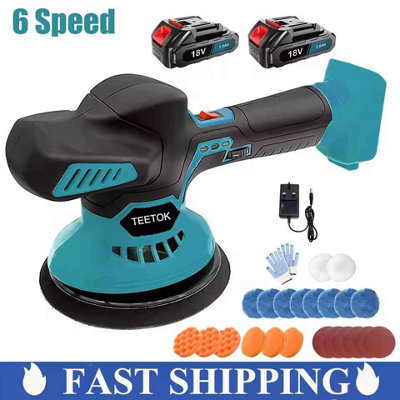  - 21V 6In Cordless Car Polisher Buffer Sander Machine Polishing Pads Kit 2 Battery