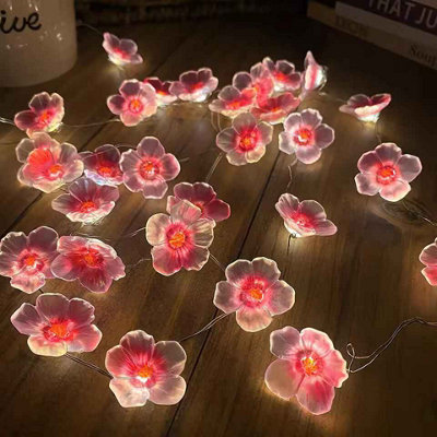 3M 30 Led Cherry Blossom Fairy LightsPink Battery Powered String Lights For Outdoor Decoration from B&Q