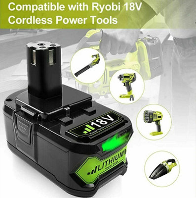  - Replacement 18V 8.0Ah Lithium Battery For Ryobi P108 One Plus Compatible With Rb18L50 Rb18L40 P104