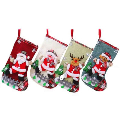  - 4Pcs Christmas Tree Decoration Ornament Sock Large Stockings