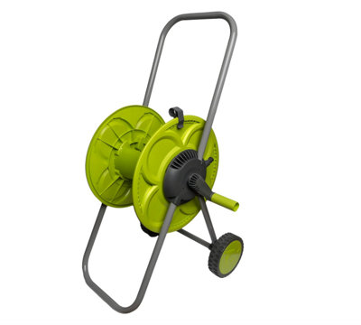 B&Q -  Hose Reel Eco Portable Cart Lime 50MPortable Water Pipe Storage With 2 Wheels