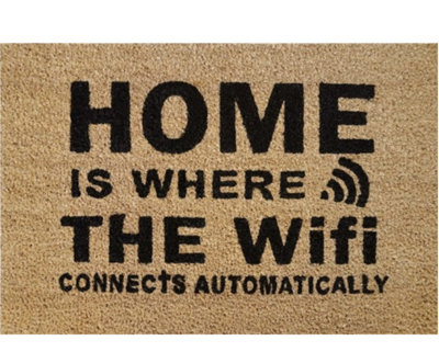 B&Q -  Home Is Where The Wifi Connects AutomaticallyDoormat 60Cm X 40Cm