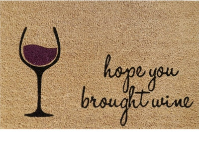 AP Supplies Hope You Brought Wine Doormat 60Cm X 40CmDurableNon-SlipEco-FriendlyAbsorbent Coir Mat For Indoor/outdoor from B&Q