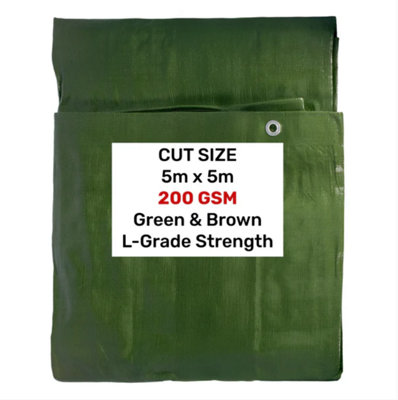AP Supplies Green/brown L-Grade Tarpaulin 5M X 5M from B&Q
