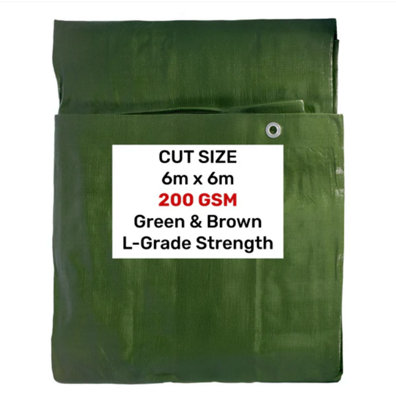 AP Supplies Green/brown L-Grade Tarpaulin 6M X 6M from B&Q