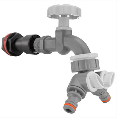 AP Supplies 3/4 Water Butt Extension Kit With Grey Dial Tap + Two-Way Splitter from B&Q