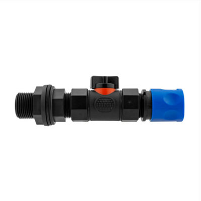 AP Supplies 3/4 Water Butt Connector With In-Line Bspf Valve And Hose Connector Blue from B&Q