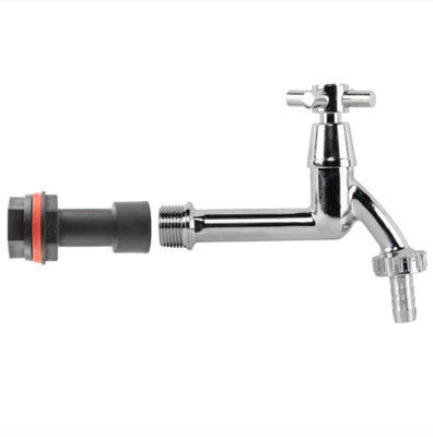 AP Supplies 1/2" Water Butt Extension Kit With Extended Brass Chrome Tap 1/2" Barb from B&Q