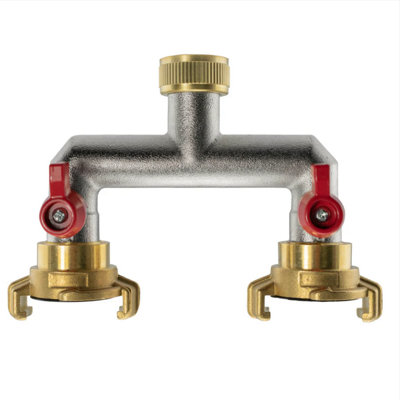B&Q -  3/4" Bsp Two Way Tap Splitter Brass With Geka Type Outlets