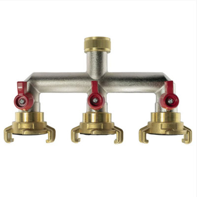 AP Supplies Three Way Tap Splitter Brass 3/4" Bsp With Geka Type Outlets from B&Q