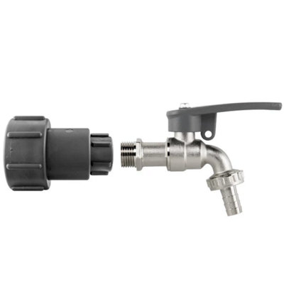 AP Supplies Ibc Tank Adaptor 2 S60X6 With 1/2 Bsp ExtenderLever Tap + Hose Barb & Side Lock from B&Q
