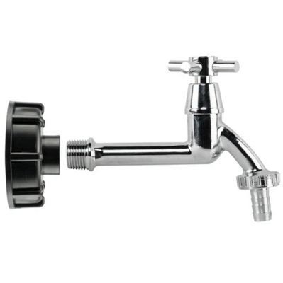 AP Supplies Ibc Adaptor Cap 2 S60X6 To 1/2 Bsp With Brass Chrome Tap & 1/2 Hose Barb from B&Q