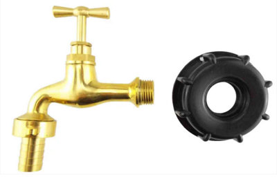 AP Supplies Ibc 2" S60X6 Cap With Polished Brass Bib Tap 15mm Barb from B&Q