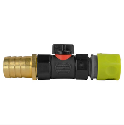 AP Supplies InLine Bspf Valve With 25mm Brass Barb And Hose Connector Lime from B&Q