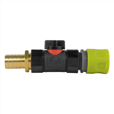AP Supplies InLine Bspf Valve With 19mm Brass Barb And Hose Connector Lime from B&Q