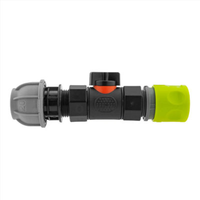 AP Supplies InLine Bspf Valve With  20mm Mdpe Straight And Hose Connector Lime from B&Q