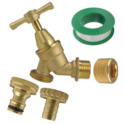 AP Supplies Brass Bib Tap Kit With Quick Connect & Barbed Outlet from B&Q