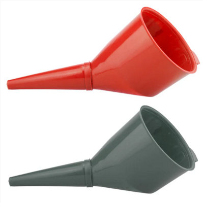 B&Q -  Angled Car Fuel Funnels With Filter Grey & Red