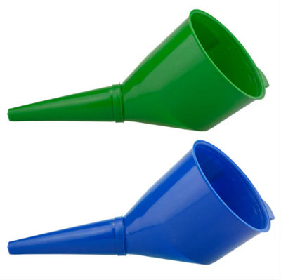 B&Q -  Angled Car Fuel Funnels With Filter Green & Blue