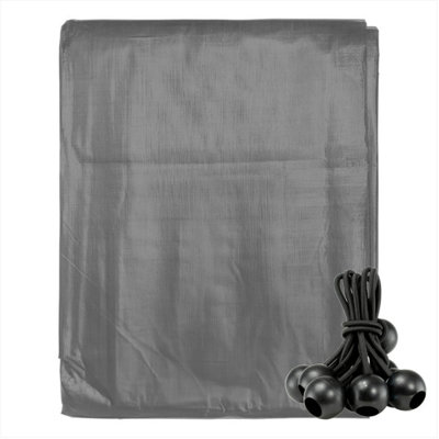 AP Supplies 8M X 12M Grey L-Grade Tarpaulin With 10 X 6" Bungee Balls (Black) from B&Q