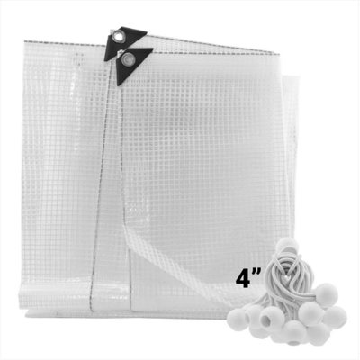 AP Supplies 10M X 15M Clear M-Grade Tarpaulin With 20 X 4" Bungee Balls (White) from B&Q